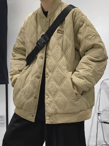American Diamond Lattice Cotton-Padded Coat Outwear Mens Autumn and Winter Loose Couple Baseball Uniform Trendy Ins Versatile Casual Jacket