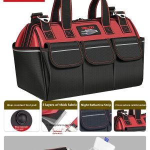 ZUOGUAN Multifunctional Portable Oxford Canvas Waterproof Thickening and Wear-Resistant Hardware Electrician Pouch