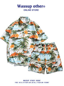 Summer Hawaiian Style Thin Casual Shirt Shorts Set