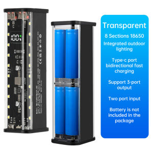 diymore | 8Slots 18650/21700 Power Bank Case DIY Kit Mecha Transparent Quick Charge Flash Charger Battery Case Kit Power Bank Box Type C