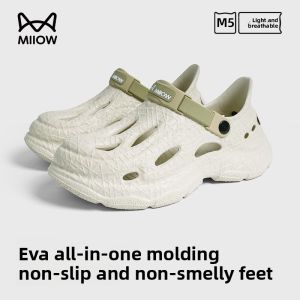 Miiow | Mens Summer Anti-Slip Odor-Resistant Beach Shoes Open-Toe Slippers Casual Style EVA Material Outdoor Wearable Slippers