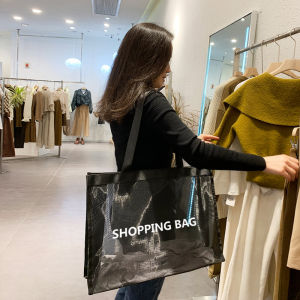 Transparent Nylon Mesh Beach Shopping Bag Handbag Logo Printable Fashionable Soft Handle Polyester Lining Foldable Shoulder Bag