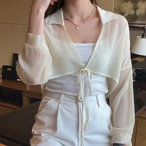 [MẪU MỚI] Áo khoác voan cát cột dây thoáng mát khoác lửng bên ngoài váy đầm C088