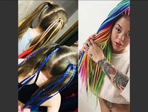 Synthetic Short Hair Colored Braids Ponytails Hair Extension with Rubber Bands Ponytail Colorful Hairpiece for Kids Girls Hair