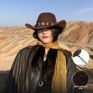 Cgediao | Ethnic Western Cowgirl Hat For Summer Female Retro American Style