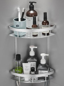 Bathroom Triangle Rack Toilet Storage Shelf No Drilling Wall Mounted Washstand Organizer Space Saver Aluminum Alloy Shelf