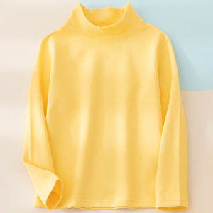 Ballet Bear Fleece Lined High Neck Thermal Top for Kids Girls Cotton Underwear Warm Base Layer Shirt Childrens Clothing