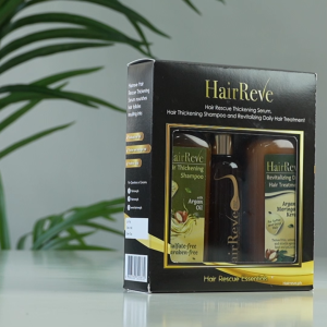HairReve Black Gift Set - Hair Thickening SERUM Sulfate-Free SHAMPOO (250ml) & Revitalizing Daily Hair TREATMENT