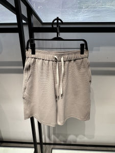 Peacebird Mens Khaki Metal Decorative Sport Knitted Shorts B1GNE2427 Summer Collection Straight Leg Mid-Low Waist Casual Pants