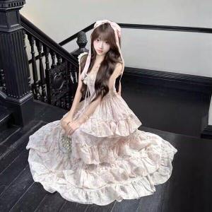 CHANGTONG | Feminine Floral Halterneck Waist Defining Dress