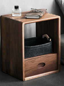 GOOFANSER | Compact Modern Luxurious Walnut Solid Wood Bedside Cabinet