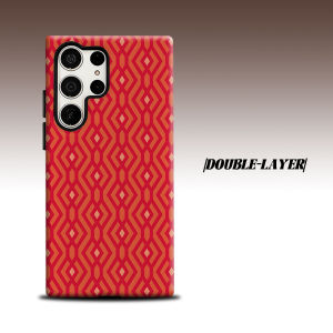 red geometric diamond For Samsung Galaxy S26 S25 S24 A56 A36 Dual Layer Luxury Fashion Full Lens Protective Case