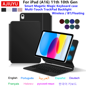 AJIUYU | Magic Keyboard for iPad A16 2025 11th 11" Magnetic Case for iPad 10 10th 11th Generation Floating Stand Multi-Touch Keyboard