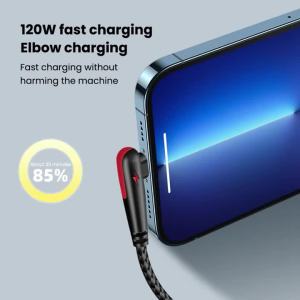 other | 120W USB To Type-C Fast Charging Cable 90Degree Elbow Design Nylon Braided Mobile Phone Data Cord For Huawei oppo Xiaomi Samsung
