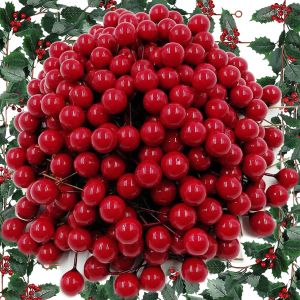 300Pcs Artificial Christmas Berries Holly Leaf Vine Wreath Rattan Winter Home Decor Xmas Tree DIY Craft Decoration