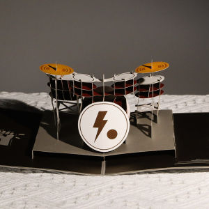 Creative Birthday Gift for Male Friends Foldable 3D Drum Shape Handmade Paper Carving High-End Elegant Premium Quality Valentines Day Card