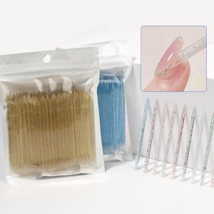 7.5cm 100pcs Nail Cuticle Pusher Crystal Sticks Nail Manicures Remover Nail Gel Pusher Polish Drawing Stick Nail Art Tools