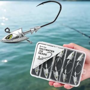 Mr.Lurion Móc Câu Cá Nước Mặn 5/10 Bộ 14g/21g/28g/42g Jigging Đầu Cá Móc Với 3D Mắt 7/0 Trọng Lượng Móc Mềm Cho Bass Cá Rô Pike