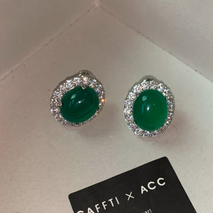 CAFFTI | Natural Green Chalcedony Ice Earrings