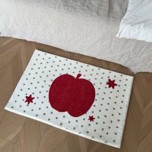 VIKAMA Patchwork Puppy Doormat Blue Stripe Dog Pink Cloud Welcome Mat Non Slip Soft Flannel Floor Rug for Front Door Entryway