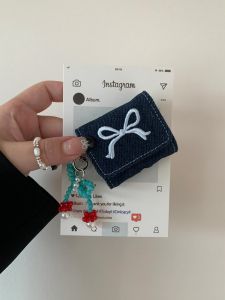 Denim Butterfly Knot Style Protective Case for AirPods pro 2 Apple Earphones Wireless Bluetooth Headset Cover AirPods 3 Soft Leather Shell