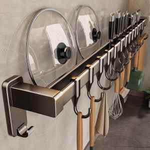 No-Drill Kitchen Hanging Rod Shelf Organizer