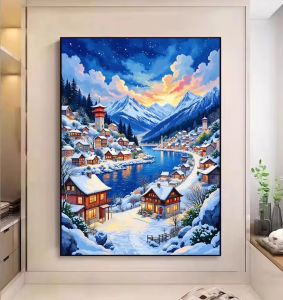 Jigsaw Puzzle 500/1000/1200/2000PCS Winter Snow Town Landscape Artwork Stress Relief Puzzle Wall Art Decor Gift Frameless
