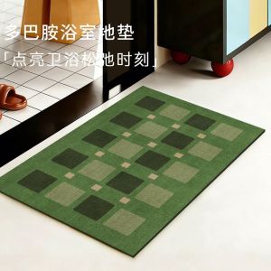 VIKAMA Retro Xanh Ca Rô Thảm Chùi Chân Bùn Tảo Cát Mềm Mại Thảm Trong Nhà Chống Trượt Thảm Thấm Nước Phòng Tắm Thảm Lối Vào Để Trang Trí Nhà Cửa