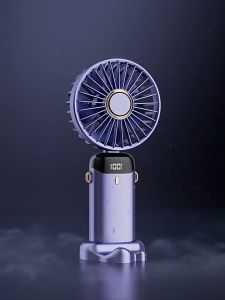 Keromee Mini Fan 3000mA Battery Capacity 5-speed Adjustable Silent Outdoor Foldable Portable Neck Hanging USB Handheld Mini Fan