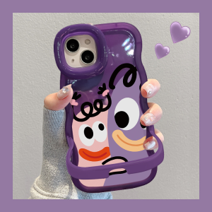Applicable to Apple 15promax Phone Case New Women Iphone14/13 Funny Sausage Mouth Double Bracket 12Promax Soft Silicone XS/XR Drop-Resistant Transparent Protective Case Wavy Edge