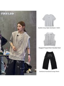 CBXLAB | Funk Style Distressed Hoodie Sleeveless Cardigan