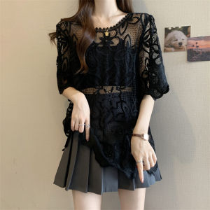 AIYITI | French Lace Short Sleeve Blouse with Belly Cover 2025 Summer New Style