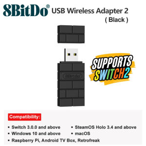 8BitDo | 8BitDo USB Wireless Bluetooth Adapter 2 Receiver for NS Switch 1 2 PS1 Mini Windows for PS4 PS5 Xbox Series X/S Handle
