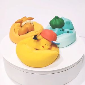 Anime Pokemon Figures Toys Starry Dream Komala Snorlax Pikachu Jirachi Eevee Bulbasaur Cute Sleeping Dolls Model Statues