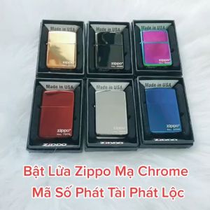 Bật Lửa Zippo Mạ Chrome Mã Số Phát Tài Phát Lộc ( Kèm Hộp - Tặng Đá Bấc ) - Hột Quẹt Xăng Đá zippo Sưu Tầm Độc Lạ