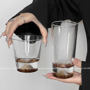 High End Glass Cup Fuji Mountain View Whiskey Glass Snow Mountain Observation Cup Simple Style Japanese Glass Cup for Everyone