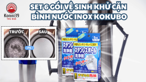 SET 6 GÓI VỆ SINH KHỬ CẶN BÌNH NƯỚC INOX CỐC UỐNG NƯỚC INOX KOKUBO