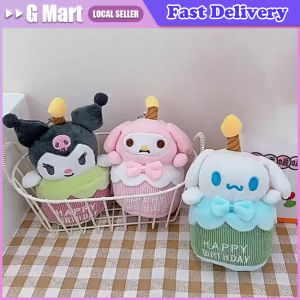 Sanrio Cartoon Kuromi Pompompurin Birthday Cake Shape Musical Doll Star Lotso Figure Singing Candle Luminous Doll Ornament