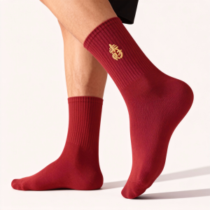 Good Fortune Mens Red Crew Socks