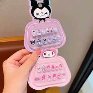 [SG] Kids Sanrio Hello Kitty Melody Kuromi Cinnamoroll Pompompurin Press on Fake Nails Stick on Nails