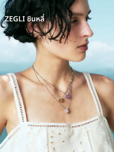 สร้อยคอคริสตัลธรรมชาติ ZEGL Crystal Story Yellow Tower Crystal สำหรับผู้หญิง สร้อยคอแบบเล็กหรูหรา ประดับด้วยโลหะผสม ทองแดง ทองแดง