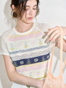 Fano | Áo Sweater Họa Tiết Hoa Đa Màu Jacquard Đơn Giản