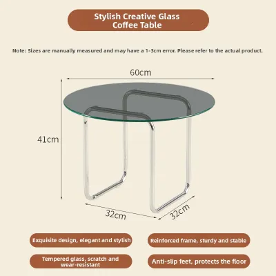 Modern Tempered Glass Coffee Table Living Room Bedroom Sofa Transparent Small round Table Luxury Art Style Designer Furniture