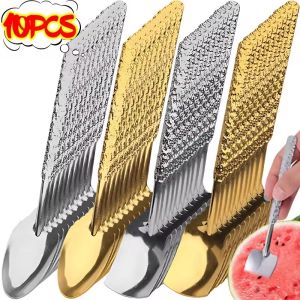 1/10Pcs Creative Stainless Steel Shovel Spoon Mini Coffee Teaspoon Fruit Watermelon Ice Cream Dessert Spoon Kitchen Scoop Tableware Cutlery