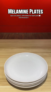 Smart Home Ph 6pcs Set Melamine Plain White Dinner Plate Bowls Saucer Cup Pure White Affordable (688 WHITE-W)