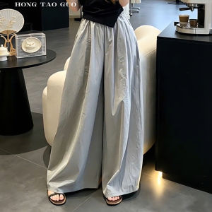 XUECAIQI | Unique Pretty Korean Style Two-piece Set Black One-shoulder Short Sleeve Top and Wide-leg Pants