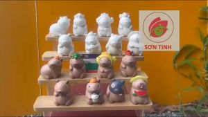 Tượng Thạch Cao tô màu Capybara B.85 Mini cao 7cm (Không kèm màu vẽ) tượng trắng