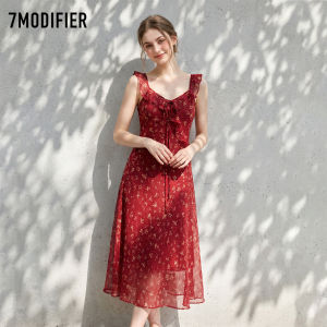 7.Modifier | Đầm Dài Đi Du Lịch Pháp Có Dây Nơ Hoa và Tùng Xòe