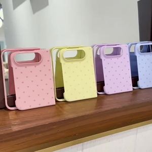 Ốp Điện Thoại iPhone DUO 18 Fold Màu Kẹo Ngọt Acrylic Hình Trái Tim Chống Sốc Bảo Vệ Mặt Trước Và Mặt Sau Tích Hợp Tính Năng Chống Vân Tay