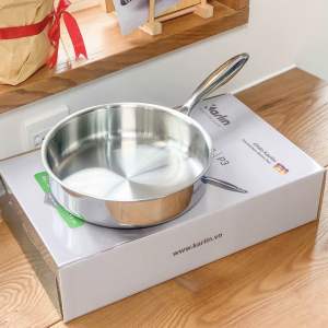 [CHÍNH HÃNG] Chảo Inox KARLIN P3 Đáy 3 Lớp - Inox 304 - Size 24cm - Thương Hiệu Đức 🇩🇪